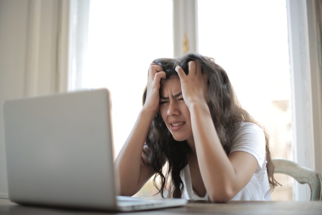 frustrated girl on computer